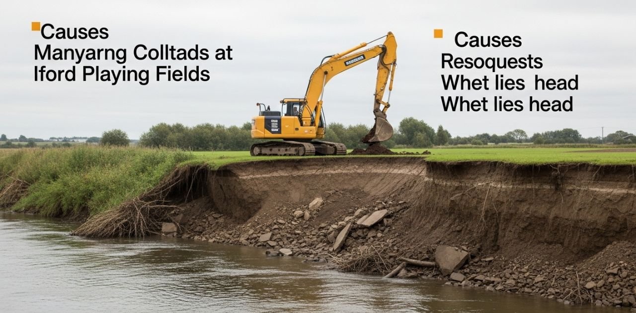 riverbank collapse iford playing fields